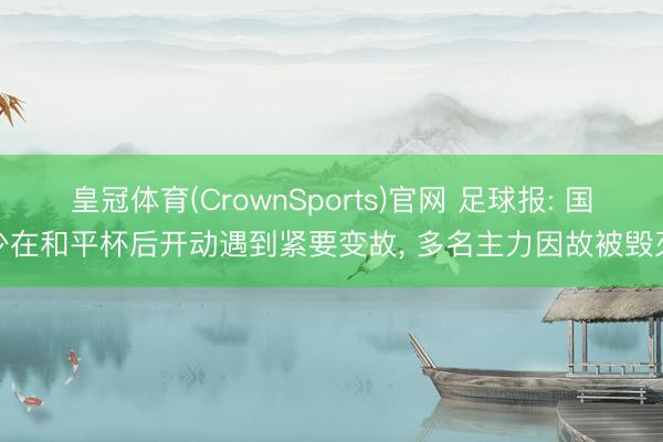 皇冠体育(CrownSports)官网 足球报: 国少在和平杯后开动遇到紧要变故， 多名主力因故被毁灭