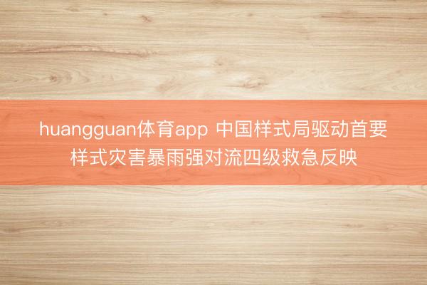 huangguan体育app 中国样式局驱动首要样式灾害暴雨强对流四级救急反映