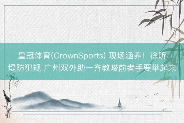皇冠体育(CrownSports) 现场涵养！徐昕堤防犯规 广州双外助一齐教唆前者手要举起来