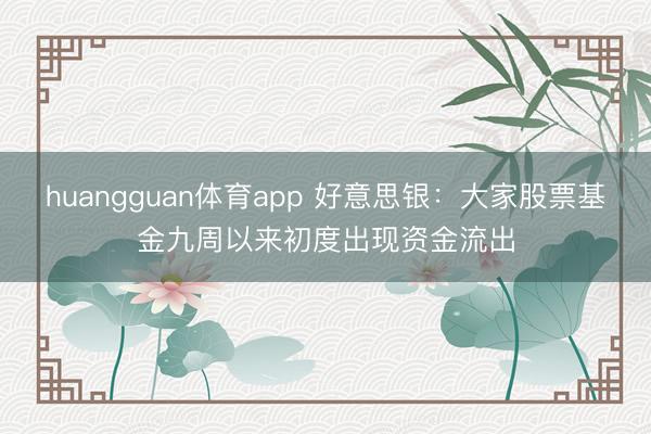 huangguan体育app 好意思银：大家股票基金九周以来初度出现资金流出