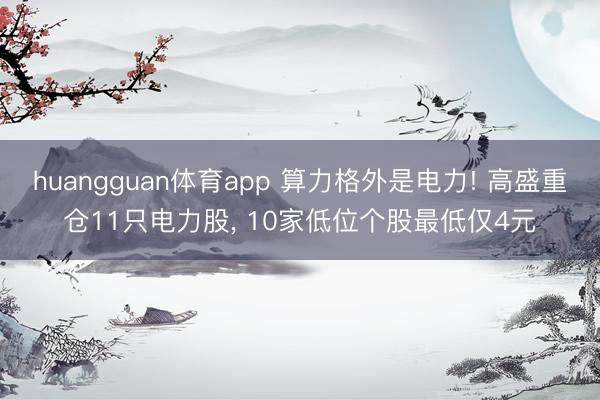 huangguan体育app 算力格外是电力! 高盛重仓11只电力股， 10家低位个股最低仅4元