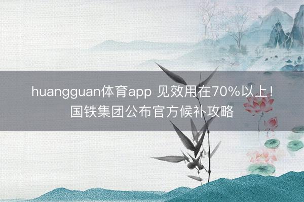 huangguan体育app 见效用在70%以上！国铁集团公布官方候补攻略